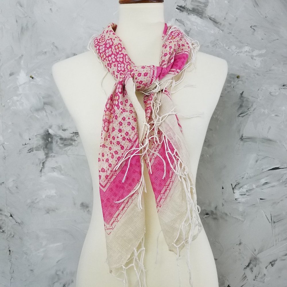 Fuchsia Pink & Cream Women's Scarf